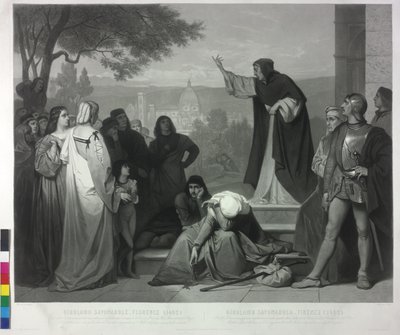 Savonarola preek in Florence 1493 door Pierre Cottin