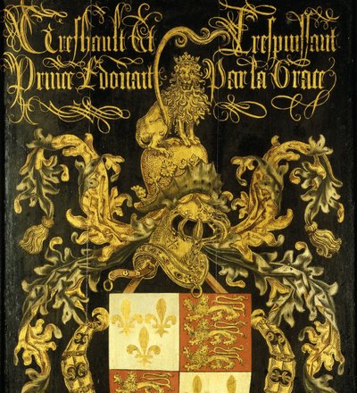 Schild van Edward IV (1442-83), Koning van Engeland, als Ridder van de Orde van het Gulden Vlies door Pierre Coustain (attributed to)