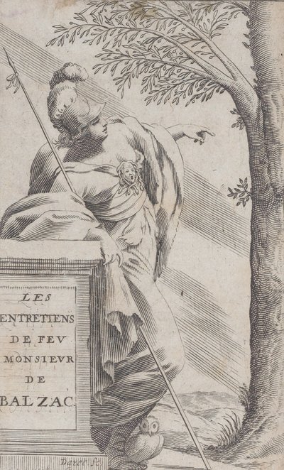 Frontispice, uit Interviews met de overleden Mr. Balzac Les Entretiens de Feu Monsieur d..., 1660 door Pierre Daret