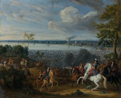 De oversteek van de Rijn bij Lobith, 12 juni 1672 door Pierre Denis II Martin