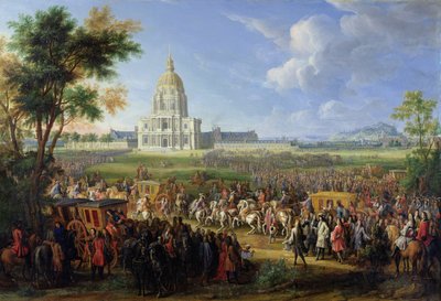 Lodewijk XIV (1638-1715) en zijn Gevolg Bezoeken Les Invalides, 26 augustus 1706 door Pierre Denis Martin