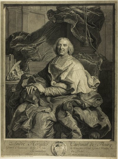 Portret van kardinaal de Fleury door Pierre Drevet
