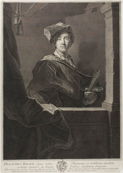 Portret van Hyacinthe Rigaud door Pierre Drevet