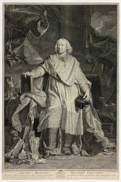 Portret van Jacques Bénigne Bossuet, bisschop van Meaux door Pierre Drevet