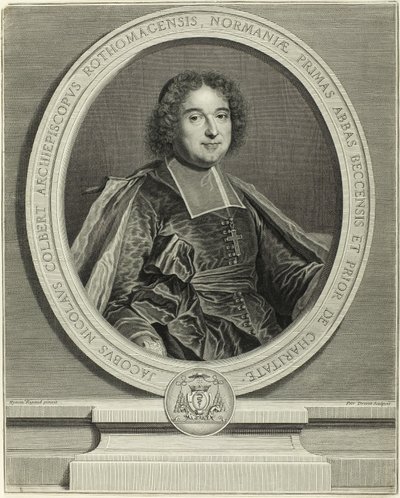 Portret van Jacques Nicolas Colbert, aartsbisschop van Rouen door Pierre Drevet