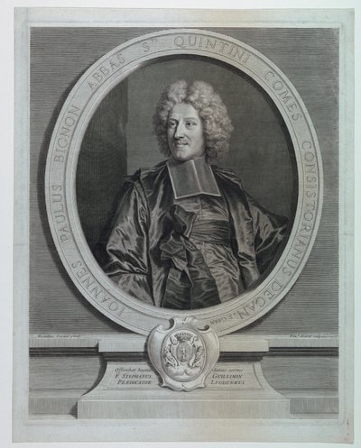 Portret van Jean Paul Bignon, abt van St. Quentin door Pierre Drevet