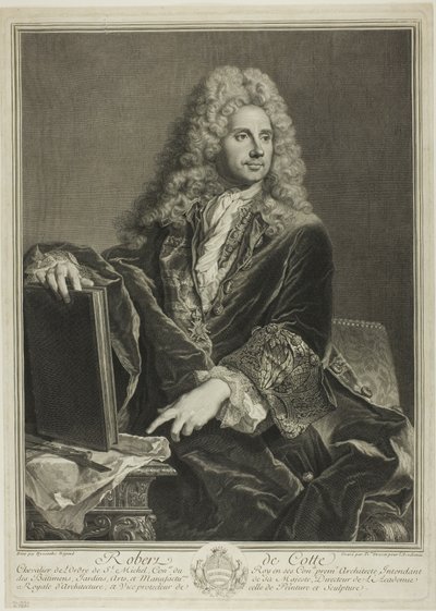 Portret van Robert de Cotte door Pierre Drevet