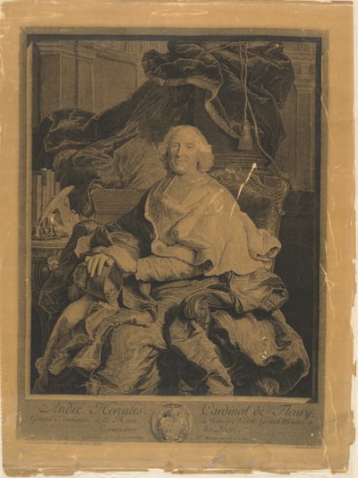 André Hercules, Kardinaal de Fleury door Pierre Drevet, after Hyacinthe Rigaud