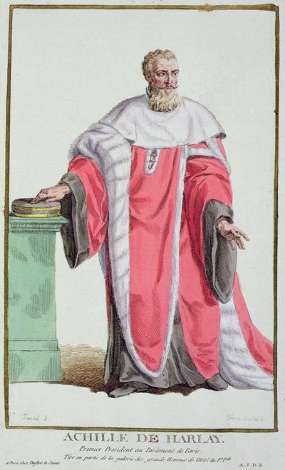 Achille de Harlay uit Receuil des Estampes, Representant les Rangs et les Dignites, suivant le Costume de toutes les Nations existantes, gepubliceerd 1780 door Pierre Duflos