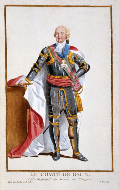 Graaf de Daun, Generaal van de Legers van het Heilige Roomse Rijk (1705-66) uit Receuil des Estampes, representant les Rangs et les Dignites, suivant le Costume de toutes les Nations existantes, gepubliceerd 1 door Pierre Duflos