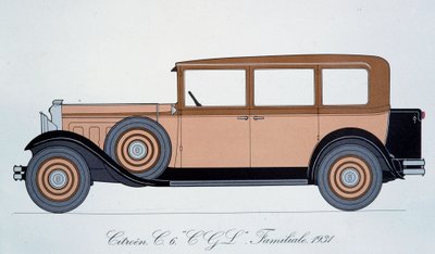 Plaat met de Citroën gezinsauto van 1931 door Pierre Dumont
