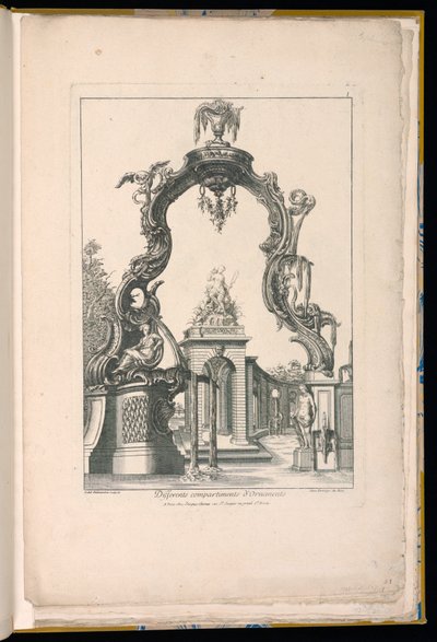 Cartouche en fontein door Pierre Edme Babel