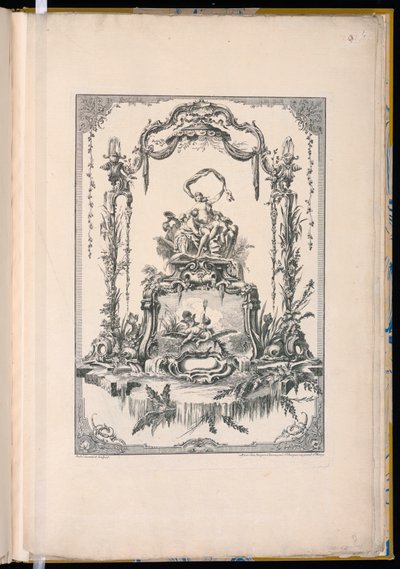 Ornamentpaneel met een Dubbele Cartouche die Venus of Thetis met Haar Nimfen en een Fontein Toont door Pierre Edme Babel