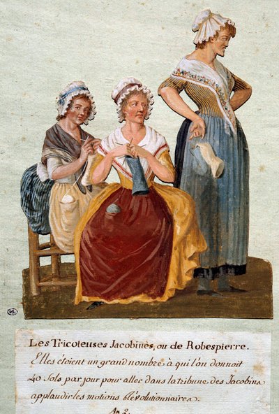 Franse Revolutie: Jacobijnse breisters of Robespierre. We gaven deze vrouwen geld om naar de Jacobijnse Club te gaan door Pierre Etienne Lesueur