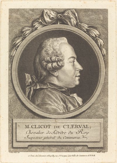 M. Clicot de Clerval door Pierre Etienne Moitte after Charles Nicolas Cochin II
