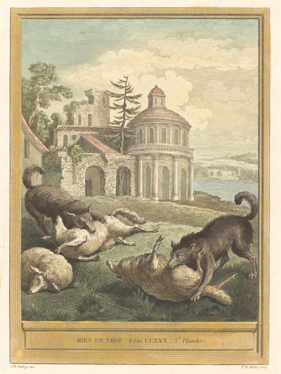 Niets te Veel (Rien de trop) door Pierre Etienne Moitte after Jean Baptiste Oudry