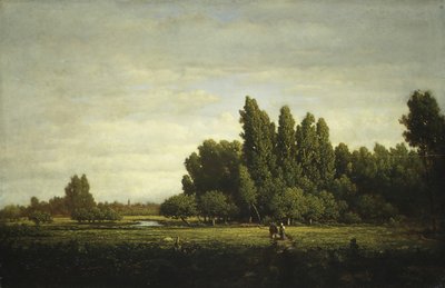 Een Weide omzoomd door Bomen, ca. 1845 door Pierre Etienne Theodore Rousseau