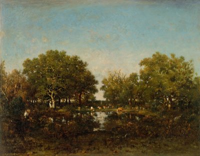 De vijver Herinnering aan het bos van Chambord door Pierre Etienne Theodore Rousseau