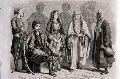 Anatolische kleding in de jaren 1860, gegraveerd door Stephane Pannemaker door Pierre Eugene (after) Grandsire