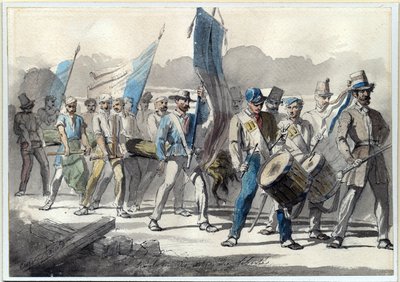 Het planten van een vrijheidsboom in Frankrijk in 1848 door Pierre Eugène Lacoste