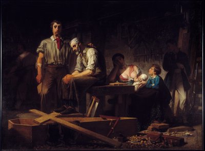 Revolutie van 1848: Eerste werk na de opstand in februari 1848, verdriet van de families van de slachtoffers die stierven in de dagen van februari 1848 door Pierre Eugène Lacoste