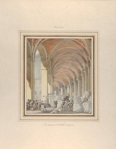 La Halle aux Blés, Interieurzicht door Pierre Francois Leonard Fontaine