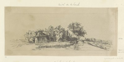 Landschap met een kanaal en palissade door Pierre François Basan (workshop of)