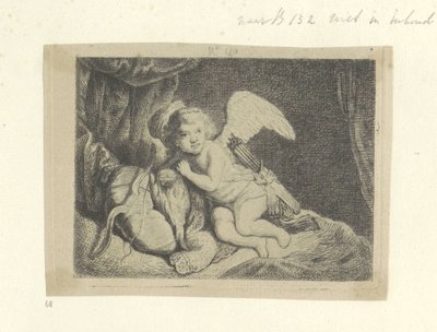 Rustende Amor door Pierre François Basan (workshop of)