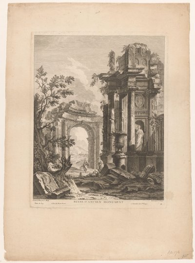 Ruïne van een antiek monument door Pierre François Basan
