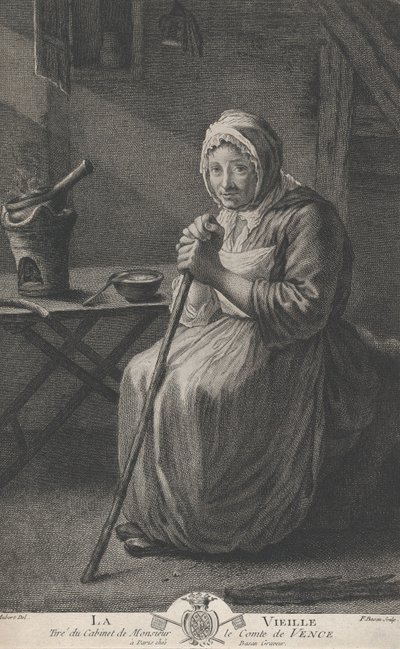 De Oude Vrouw, van het Kantoor van de Graaf van Vence, 1782-97 door Pierre François Basan