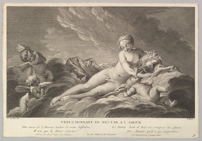 Venus die Nectar aan Cupido Geeft, 18e eeuw door Pierre François Basan