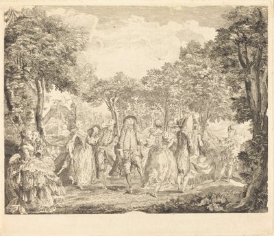 Ballet in de opera door Pierre François Basan after Gabriel Jacques de Saint Aubin