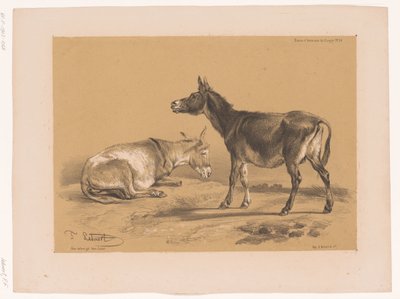 Studie van twee ezels door Pierre Frédéric Lehnert