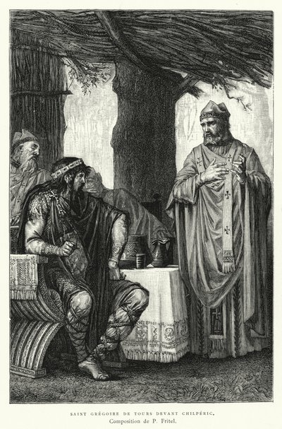 Saint Gregoire De Tours Devant Chilperic (gravure) door Pierre Fritel