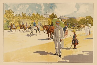 Bij de poort van het Bois de Boulogne, Parijs door Pierre Georges Jeanniot