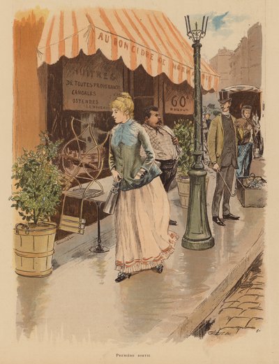 Eerste uitstapje op een Parijse ochtend door Pierre Georges Jeanniot