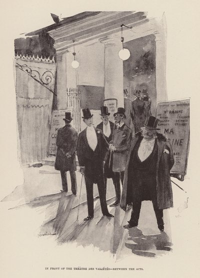 Voor het Théâtre des Variétés, tussen de bedrijven door door Pierre Georges Jeanniot