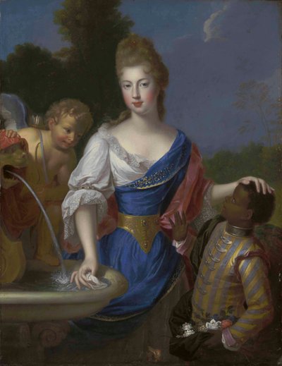 Portret van een dame, driekwart lengte, traditioneel geïdentificeerd als Louise Bernardine de Durfort, hertogin van Duras door Pierre Gobert