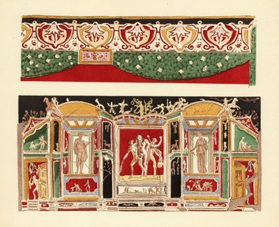 Gekleurd stucwerk uit Pompeii in het Museum van Napels door Pierre Gusman