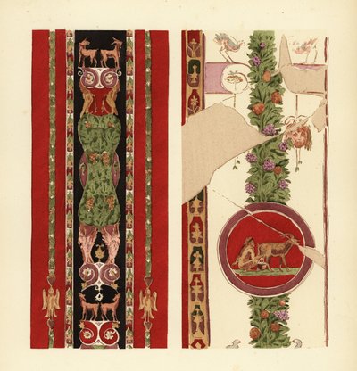 Decoratieve motieven op muurschilderingen in Herculaneum, Derde Pompeïaanse Stijl door Pierre Gusman