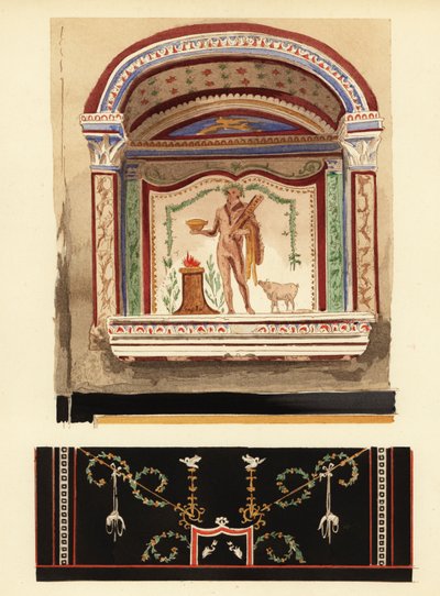 Lararium nis schilderij gewijd aan Hercules in een bijgebouw (Casa del Cenacolo) door Pierre Gusman