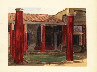 Peristyle colonnade van het Huis van Sallust, Casa di Sallustio, Pompeii door Pierre Gusman