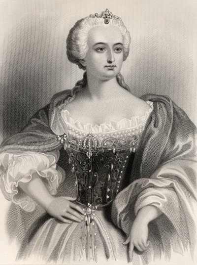 Maria Theresia (1717-80) Aartshertogin van Oostenrijk en Koningin van Hongarije en Bohemen, illustratie uit 
