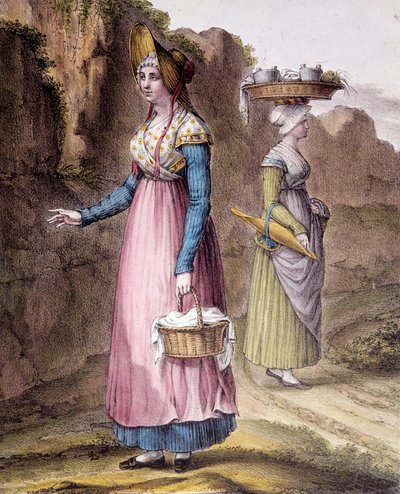 Traditionele klederdracht: een boer uit de omgeving van Lyon. Gravure door Carpentier door Pierre Henri Charpentier