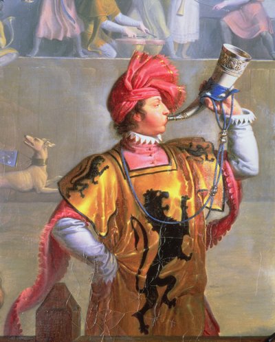 Scène van een Toernooi in de Veertiende Eeuw, detail van de heraut door Pierre Henri Revoil