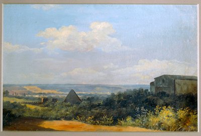 De piramide van Cestius in Rome - De piramide van Cestius in Rome. Papier op karton ... door Pierre-Henri de Valenciennes