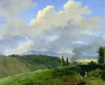 Bergachtig landschap met figuren door Pierre Henri de Valenciennes