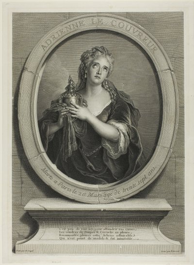 Portret van Adrienne Le Couvreur door Pierre Imbert Drevet
