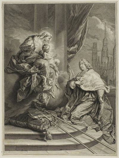 Portret van Louis de la Vergne de Tressan, graaf van Lyon, aartsbisschop van Rouen door Pierre Imbert Drevet