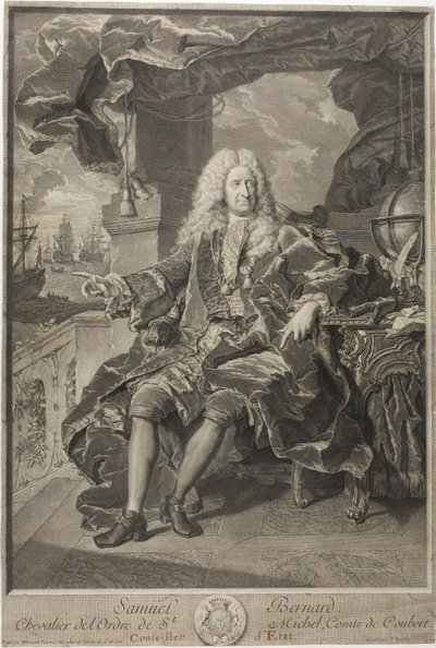 Portret van Samuel Bernard, staatsraad door Pierre Imbert Drevet